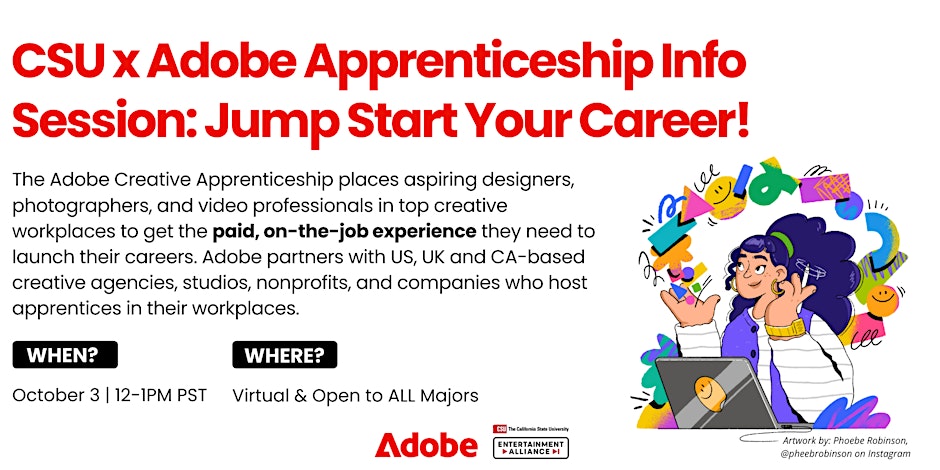 CSU x Adobe Apprenticeship Info Session: Jump Start Your Career flyer