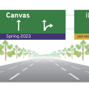 A roadsign showing that Canvas is the way forward with iLearn as an alternative path